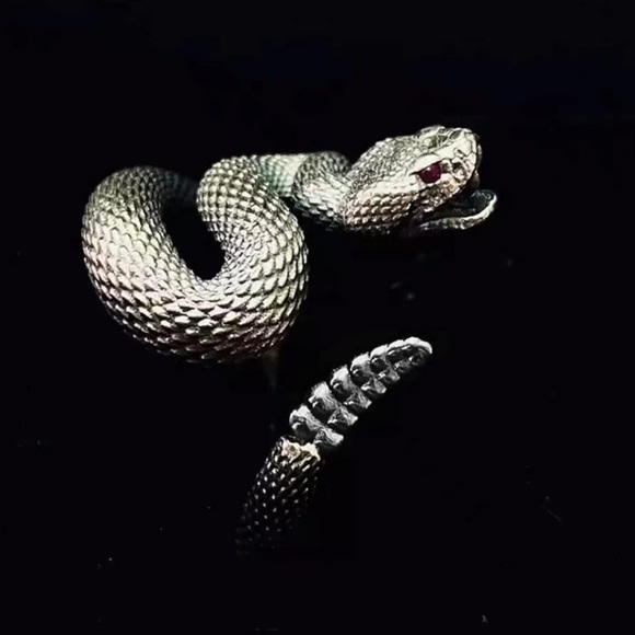 S925 Sterling Silver Black Snake Ring - Picture 4 of 6